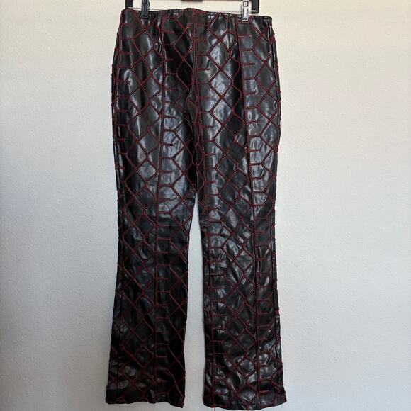 Lip Service Sex in The Saddle VTG 90s Low Rise Flare Vegan Leather Pants L RARE - Picture 1 of 7